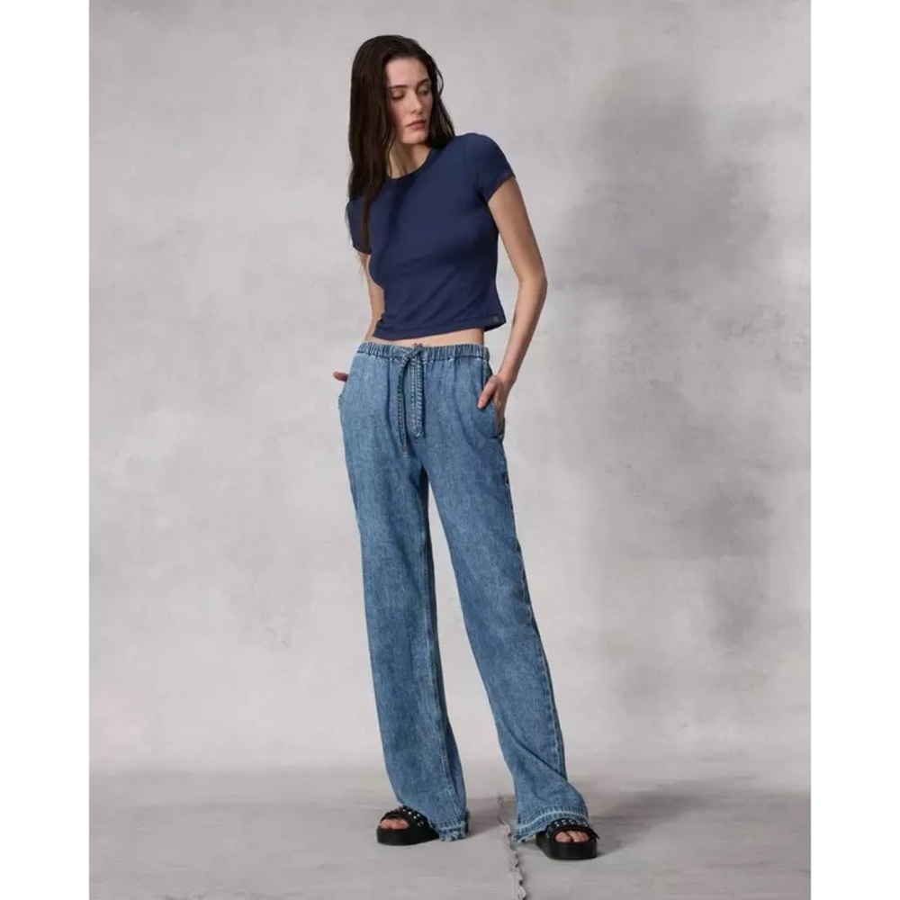 Rag & Bone Ultra Featherweight Logan Wide-Leg Beach Pants Denim Blue 25 - Picture 10 of 10